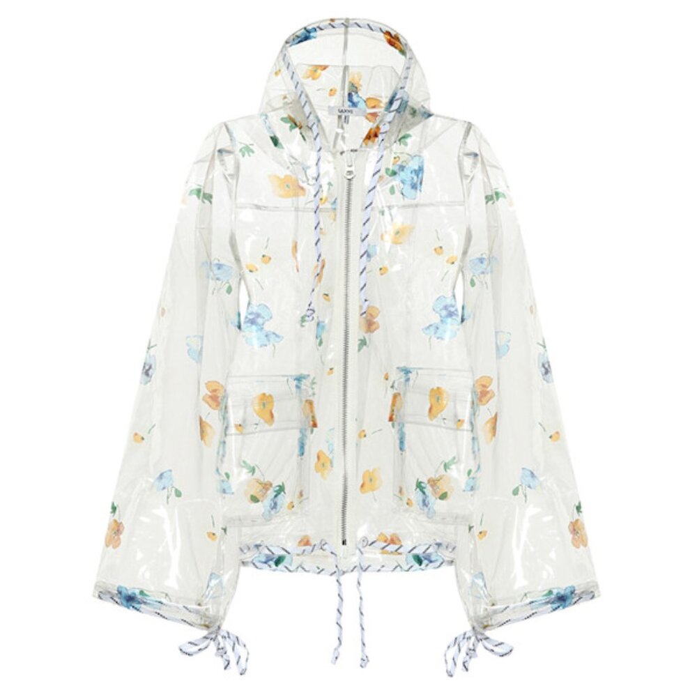 Ganni Floral Clear Rain Jacket size 38